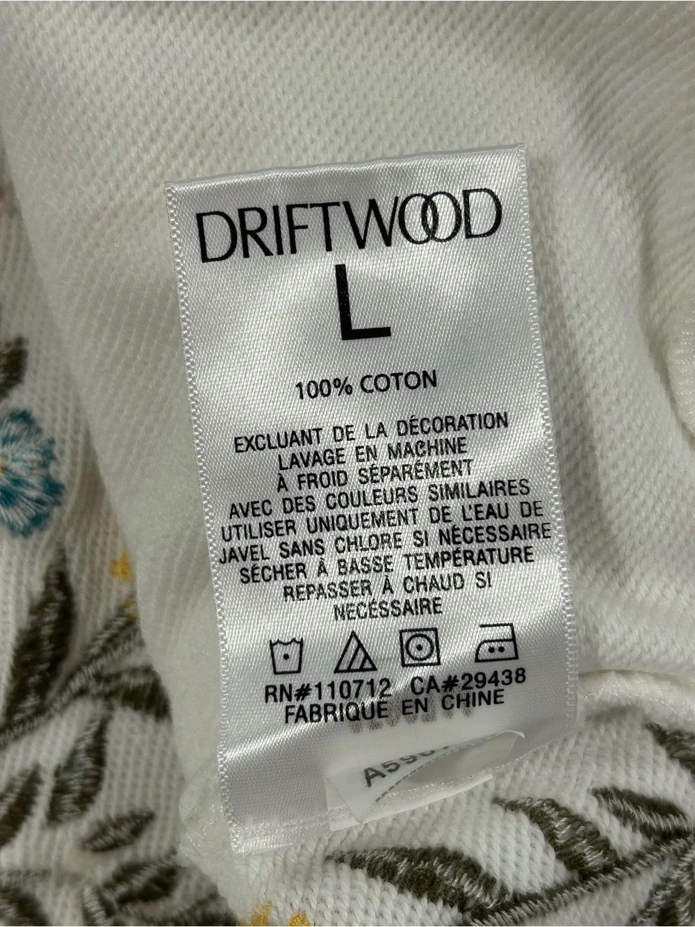 Driftwood White Zip Up Hoodie with Floral Embroidery - Sunny Garden - Picture 4 of 13